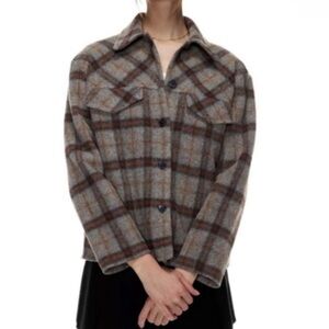 Aritzia Plaid Jacket in Brown and Gray